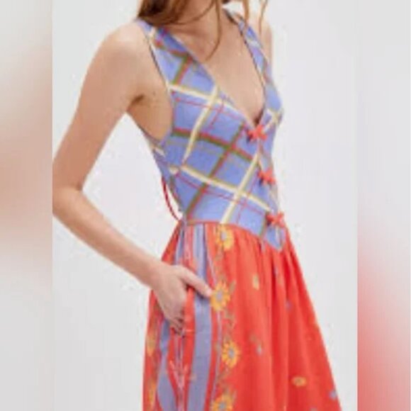 Free People NEW Open Back Cotton Peasant Boho Y2K Jumpsuit Jumper size XS - Picture 3 of 7